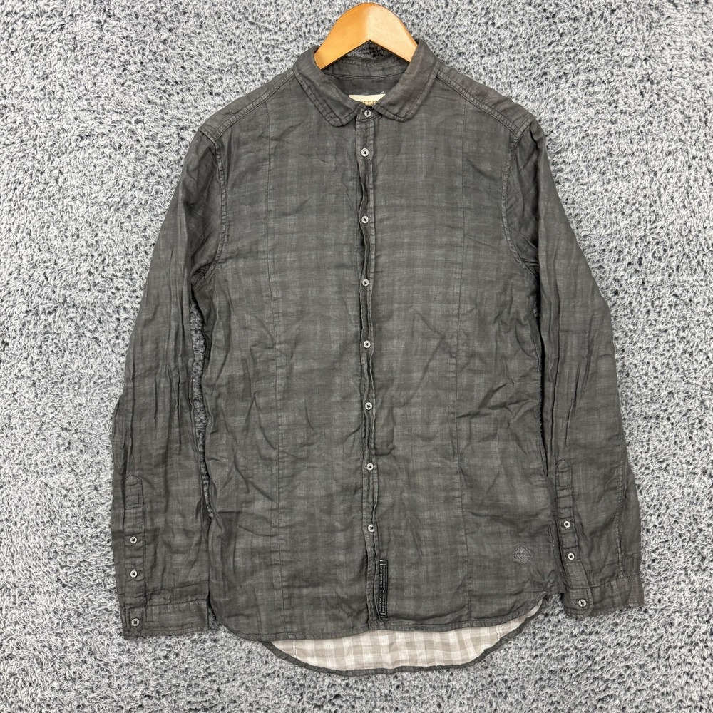 Diesel Shirt Mens Large Gray Solid Button Up Long Sleeve Lightweight Cotton
